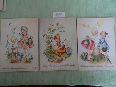 3 alte Postkarte AK PZB Paul Zoecke Lux Berlin Germany Kinder zum Namenstag