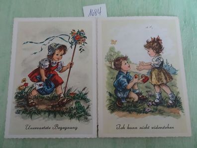 2 alte Postkarten AK PZB Paul Zoecke Berlin Germany Verse Kinder neutral