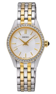 Seiko Damen-Armbanduhr Zweifarbig SUR540P1