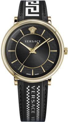 Versace VE5A01921 V-Circle Greca Edition gold schwarz weiss Herren Uhr NEU
