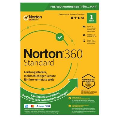 Norton 360 Standard | 1 Gerät | 1 Jahr | 10 GB Cloudspeicher