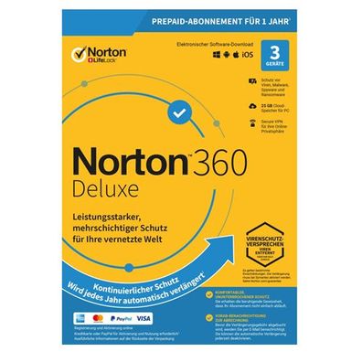 Norton 360 Deluxe | 3 Geräte | 1 Jahr | 25 GB Cloudspeicher