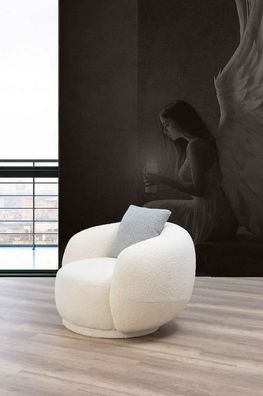 Moderner Rundsessel Weiß Lounge Möbel Club Einrichtung Design Sessel