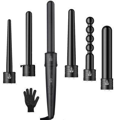 6 in 1 Lockenstab-Set mit 6 Zubehörteilen für schnelle Hitze