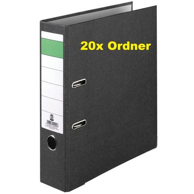20x Ordner Economy DIN-A4, 8cm Wolkenmarmorbezug schwarz Aktenordner Briefordner