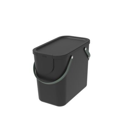 Rotho Müllsystem Albula schwarz 25 Liter BPA frei Griff Deckel Abfalleimer