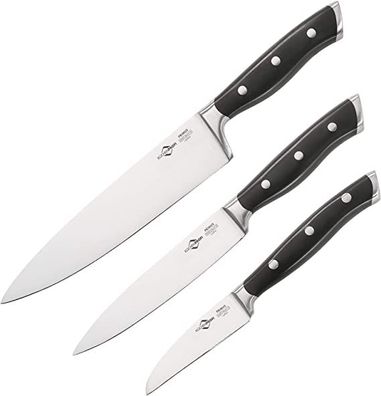 Küchenprofi Messerset Primus 3 teilig Klingenstahl Profi schwarz Küchenmesser