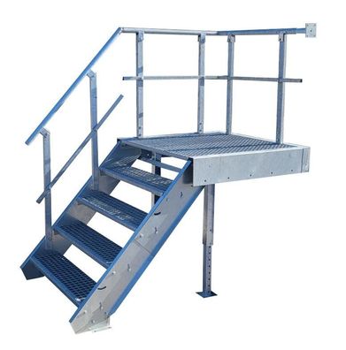 4 Stufen + Podest Stahltreppe mit Geländer links / Stufenbreite 100cm / Geschoss