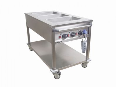 Bain Marie Trolley Speisenwärmer 3 Becken 1304x700x850 Gastlando