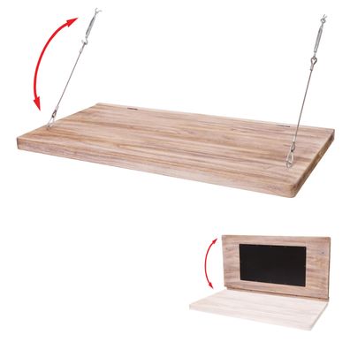 Wandtisch HWC-H48, Wandklapptisch Tisch mit Tafel, klappbar Massiv-Holz