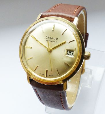 Schöne und seltene Magna Swiss Automatic Calendar Herren Luxus Vintage Armbanduhr