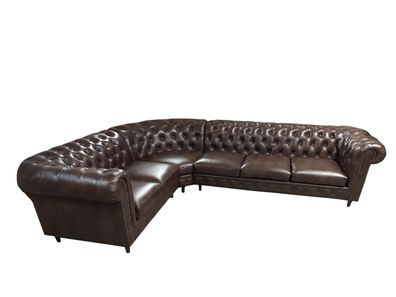 Chesterfield Ecksofa L-Form Sofa Braun Luxus Möbel Couch Eckgarnitur