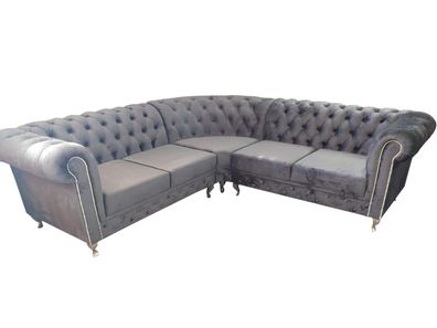 Chesterfield L-Form Ecksofa Couch Design Polster Textil Sofa Ecke Couchen