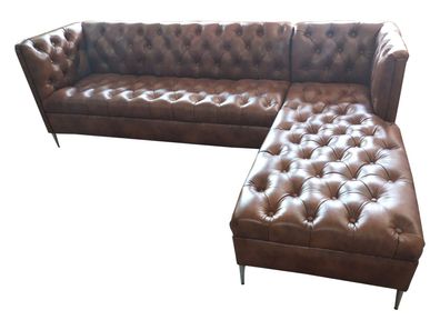 Chesterfield Ecksofa L-Form Leder Luxus Couch Ledersofa Eckgarnitur