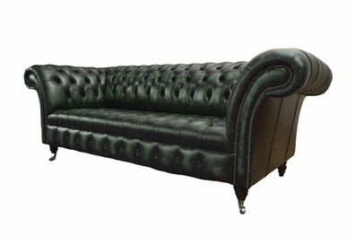 Chesterfield Couch Sofa Polster 3 Sitzer Leder Couchen Sitz Grüne Neu