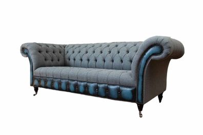 Chesterfield Sofa Polster Designer Couchen Sofas Garnitur Dreisitzer Grau