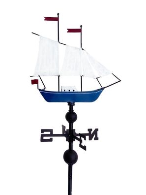 Windfahne mit Segelschiff, maritime Wetterfahne mit Bodenstecker