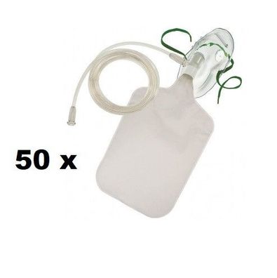 50 Stück Sauerstoffmaske mit Reservoir für Erwachsene