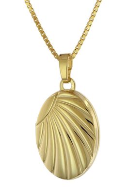 trendor Schmuck Medaillon-Anhänger Gold 333 + vergoldete Silber-Halskette 75779