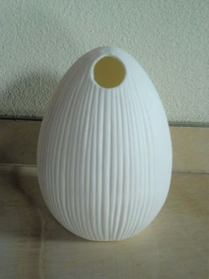 Vase in Eiform groß, aus Keramik, cremeweiß, ca. 15cm hoch, Wohnaccessoires