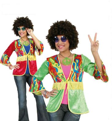 tolles Kostüm Oberteil Hippie Flower Power Hippiekostüm Damen Karneval Fasching