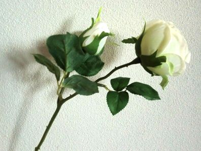 Rosenzweig, Farbe Weiß, künstliche Blumen, Rosen, Seidenblumen - Sonderpreis
