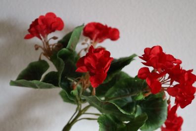 Geranienbusch künstlich, nieder, UV-beständig, Rot, Höhe 24 cm, Balkonpflanze