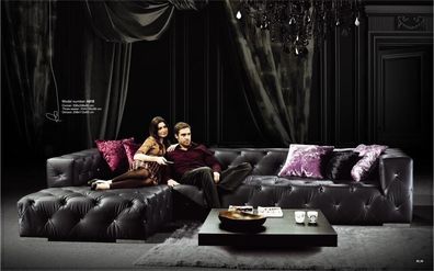 Ecksofa L-Form Chesterfield Luxus Sofa Schwarz Couch Ledersofa Neu