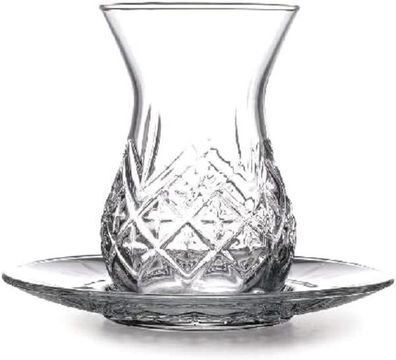 Pasabahce Timeless Teeglas Set 12 Teilig mit Untertassen 132ml aus Glas transparent