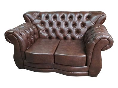 Sofa Chesterfield Luxus Couch 2 Sitzer Sofas Braun Ledersofa Couchen