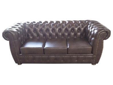 Chesterfield Sofa Ledersofa Couch 3 Sitzer Original Braun Sofas Neu