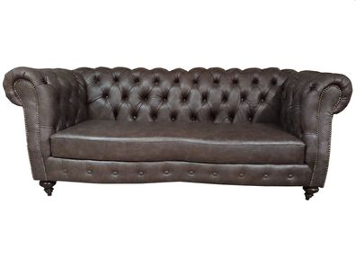 Sofa 3 Sitzer Chesterfield Couch Echtleder Sofas Braun Couchen Möbel