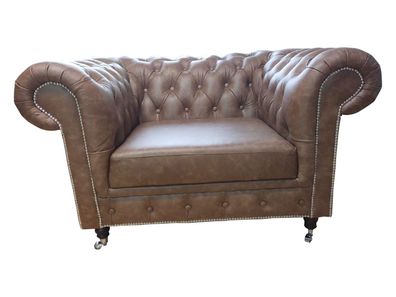 Luxus Chesterfield Sessel Couch 1 Sitzer Leder Lounge Sitz Einsitzer