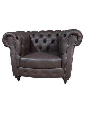 Chesterfield Sessel Couch 1 Sitzer Leder Lounge Sitz Luxus Einsitzer