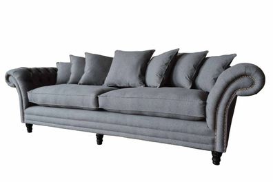 Chesterfield Couch Polster Sofas Klassische Sofa 4 Sitzer Couchen Grau