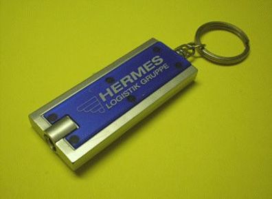 HERMES Mini LED Taschenlampe Leuchte Schlüsselanhänger Kunststoff blau-silber