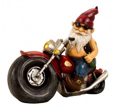 Gartenzwerg auf Motorrad 28 x 35 cm Gartenfigur Gnome Figuren