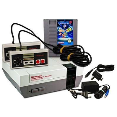 Original NES Konsole + 2 Controller + KABEL + SPIEL Megaman 3 - Nintendo ES