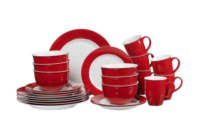 Ritzenhoff und Breker Tafelservice Tischservice 24 teilig Geschirrset Porzellan Rot
