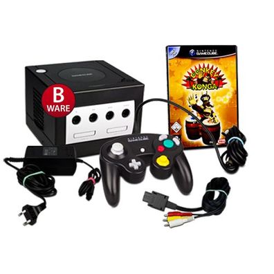 Gamecube Konsole Schwarz (B-Ware) #50B + Original Controller Schwarz + SPIEL DONKE...
