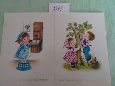 2 alte Postkarte AK Horn 53-H3137 Germany Norcross Kinder Namenstag RAR