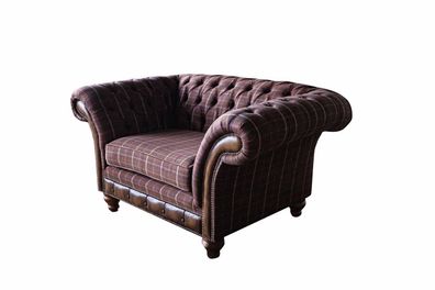 Chesterfield 1 Sitzer Couch Polster Sitz Textil Stoff Couchen Luxus Sofa