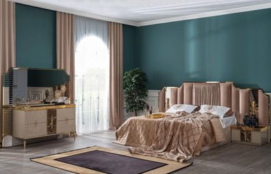 Schlafzimmer Set Modern Luxus Bett 2x Nachttisch Kommode mit Spiegel