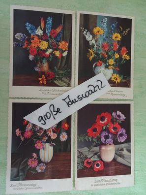 sehr alte Postkarte AK Horn Colordruck Royal Sonderklasse Blumen zum Namenstag SETs