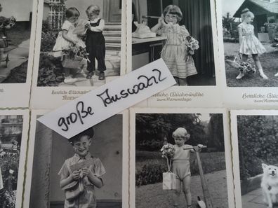 sehr alte Postkarte AK Horn Sonderklasse Diamantdruck Dia-Norm Kinder Namenstag s/ w