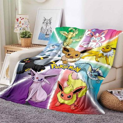 Pikachu Flannel Fleece Blankets Eevee Vaporeon Jolteon Sofa Quilt Nap Decke
