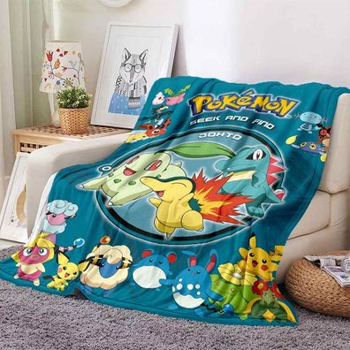 Pikachu Flannel Fleece Blankets Charmander Gengar Mewtwo Sofa Quilt Nap Decke