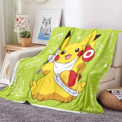 Pikachu Flannel Fleece Blankets Squirtle Bulbasaur Eevee Sofa Quilt Nap Decke