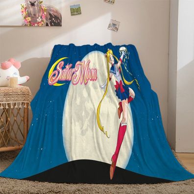 Sailor Moon Flannel Fleece Blankets Tsukino Usagi Luna Mars Sofa Quilt Nap Decke