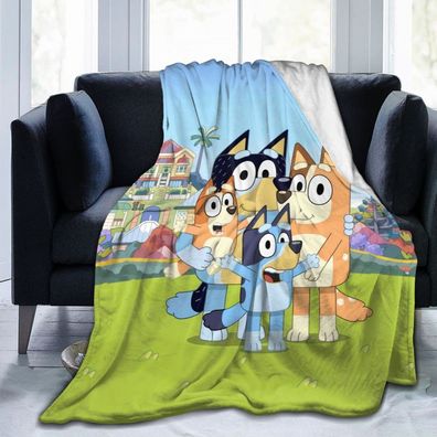 Cartoon Bluey Welpe Flannel Fleece Blanket Bandit Chilli Sofa Quilt Nap Decke